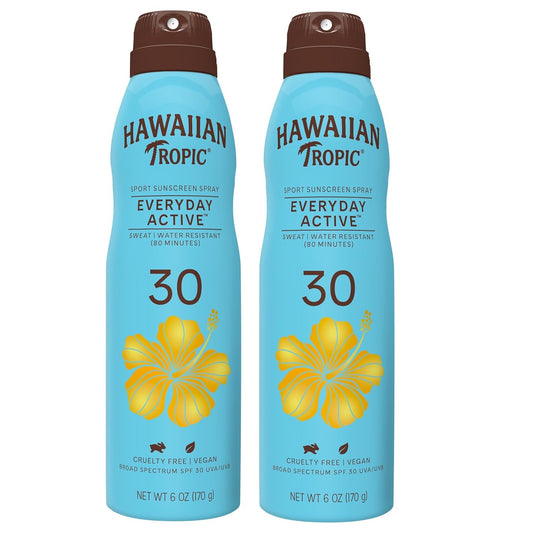 Hawaiian Tropic Everyday Active Sunscreen Spray, SPF 30, 6oz - Twin Pack - DUX