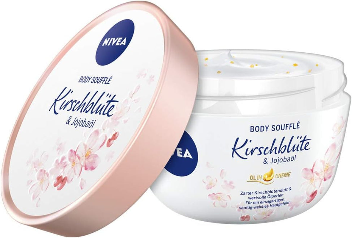 NIVEA Body Soufflé - Jojoba and cherry blossom oil - 24h moisturizing for dry skin - DUX